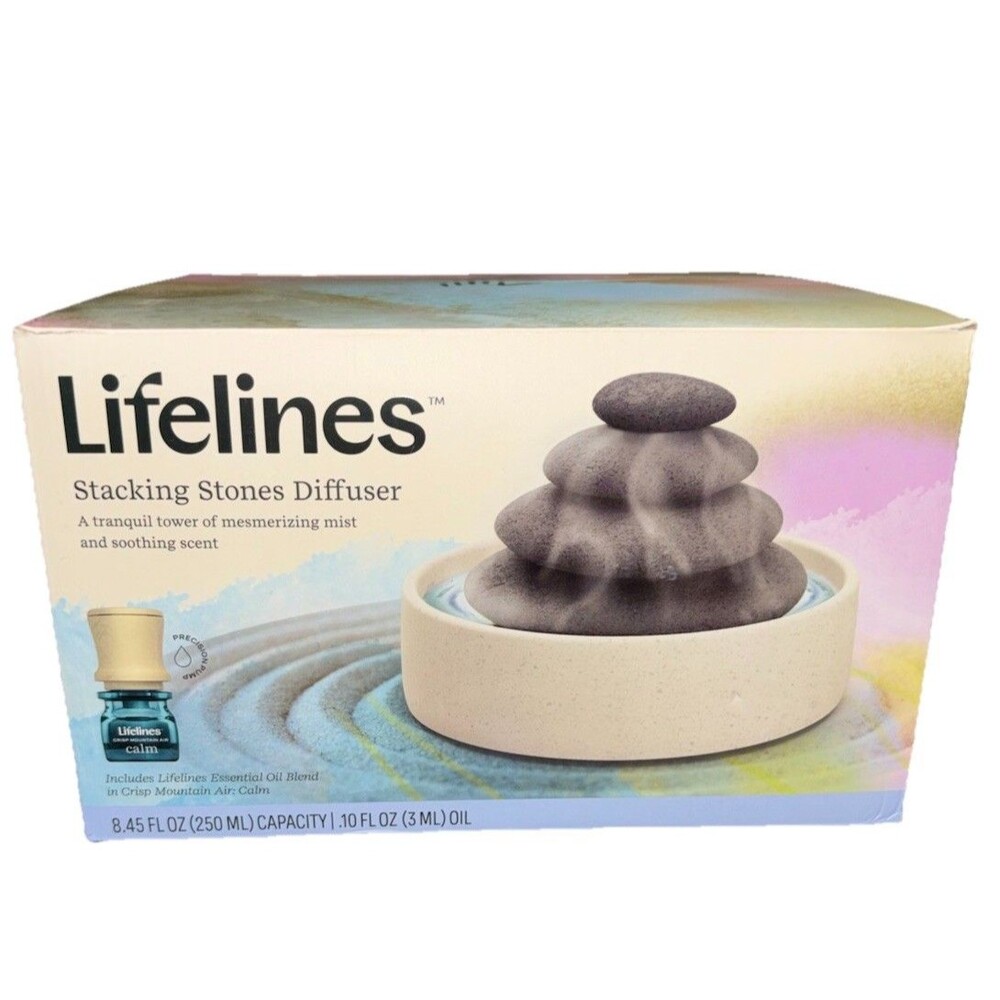 Lifelines Stacking Stones Diffuser 8.45 fl oz NEW/Damaged Box